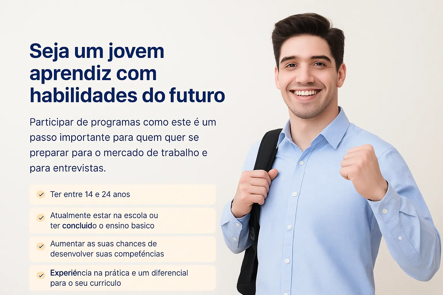 Emprego + Jovem confiante